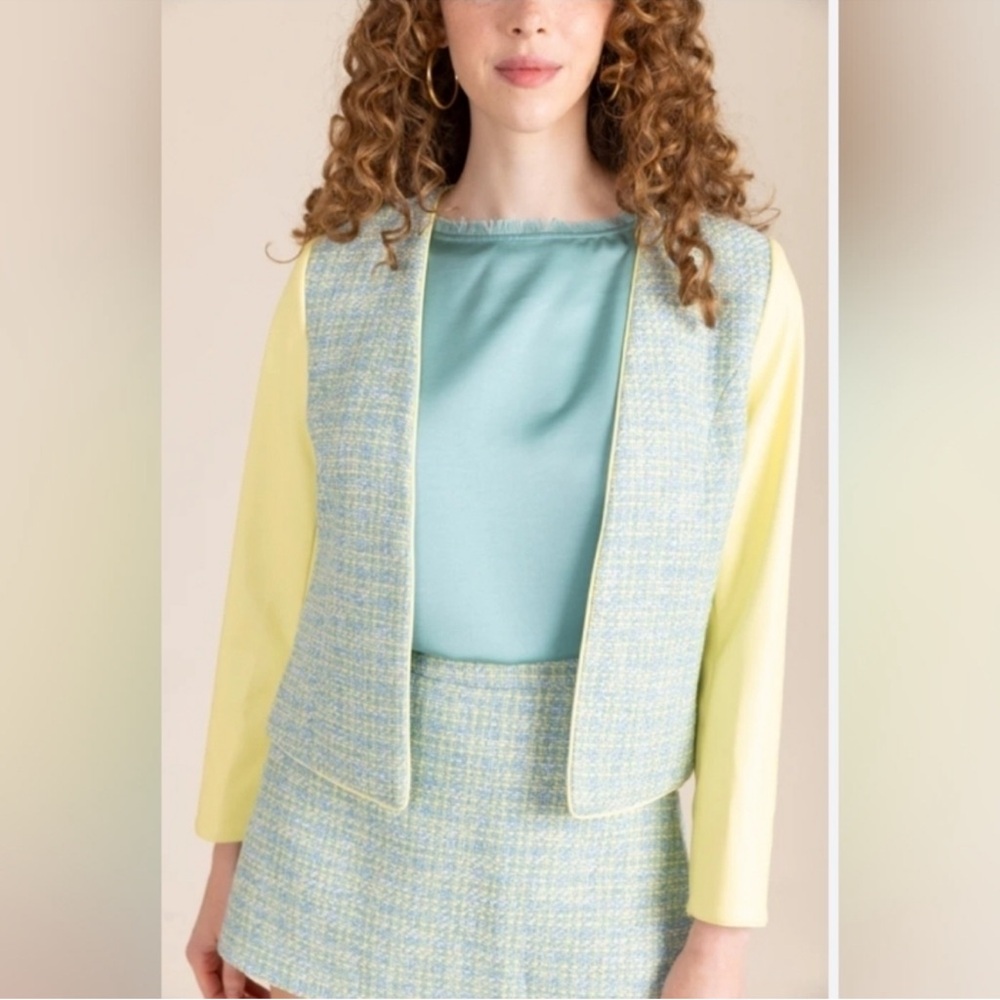 S’edge Blair Blazer in Yellow and Blue tweed
